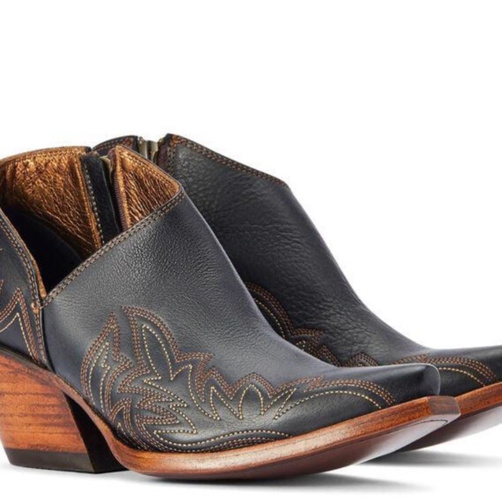 Ariat Black and Brown Embroidered Ankle Boots